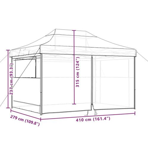 Foldbart pop up-festtelt med 4 sidevægge gråbrun