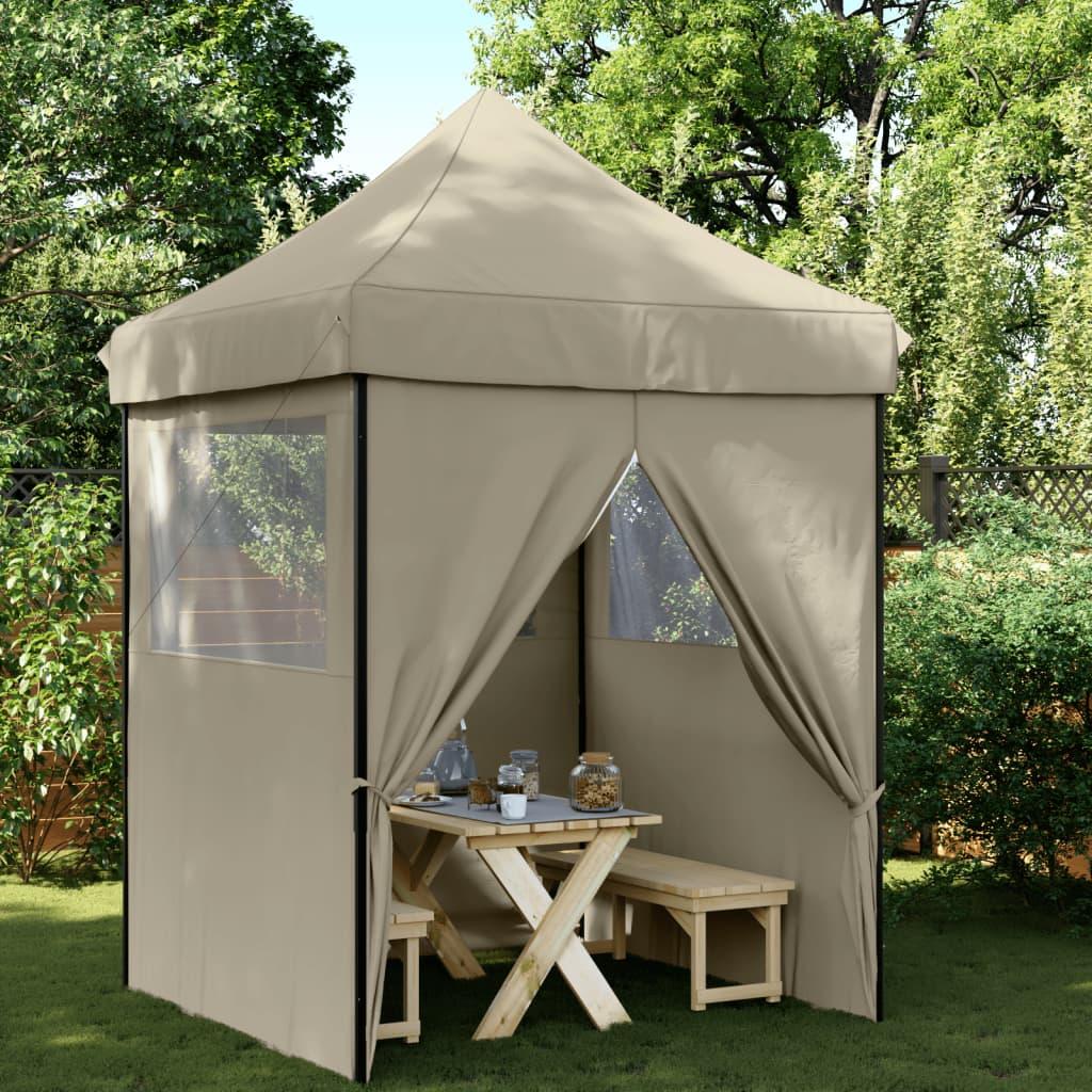 Foldbart pop up-festtelt med 4 sidevægge gråbrun
