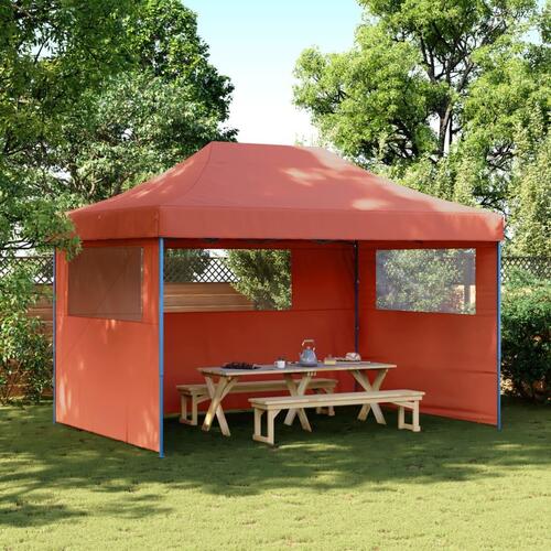 Foldbart pop-up festtelt med 3 sidevægge terracotta