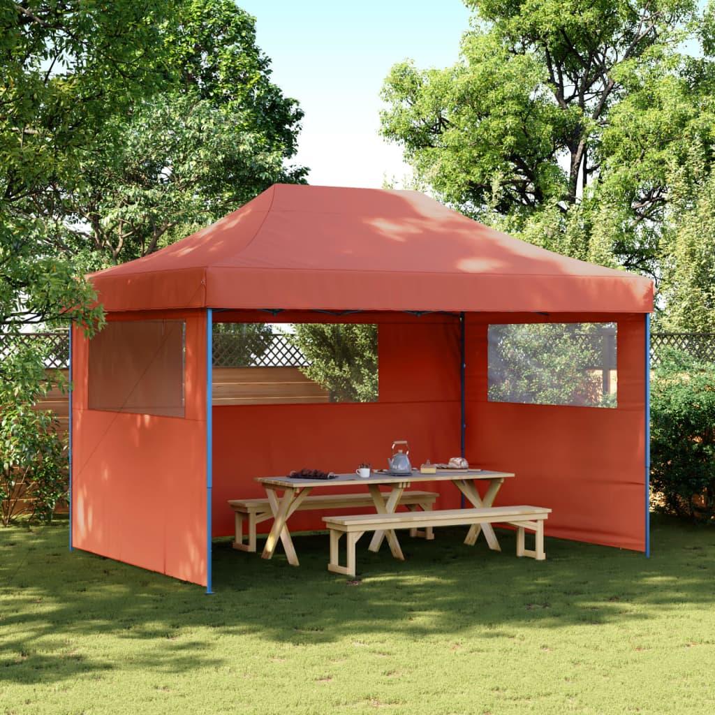 Foldbart pop-up festtelt med 3 sidevægge terracotta