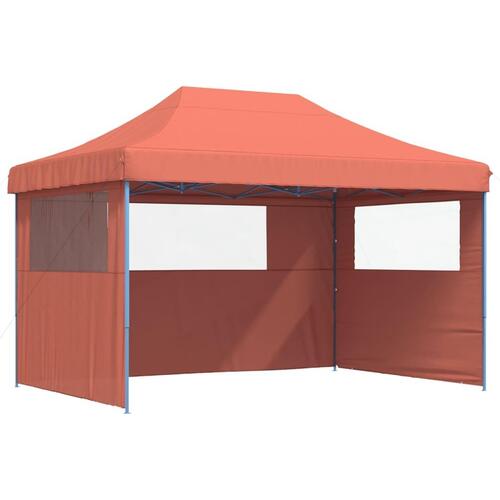 Foldbart pop-up festtelt med 3 sidevægge terracotta