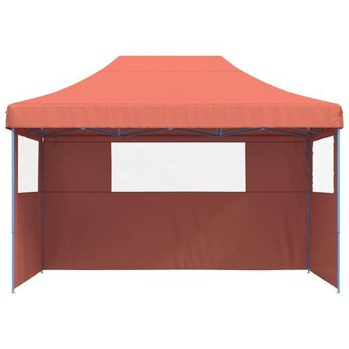 Foldbart pop-up festtelt med 3 sidevægge terracotta
