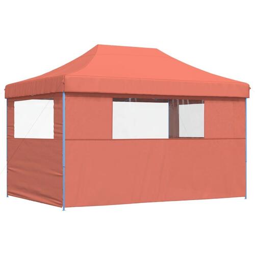Foldbart pop-up festtelt med 3 sidevægge terracotta