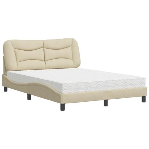 Seng med madras 140x200 cm stof cremefarvet