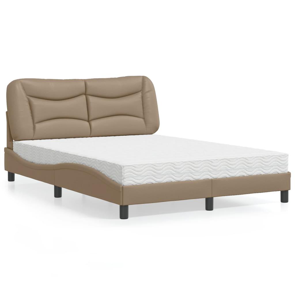 Seng 140x200 Cm Kunstlæder Cappuccinofarvet