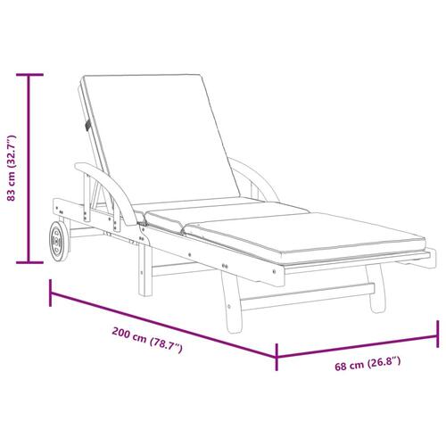 Liggestole 2 stk. 200x68x83 cm med hynder massivt akacietræ