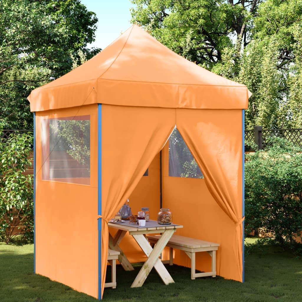 Foldbart pop-up festtelt med 4 sidevægge orange