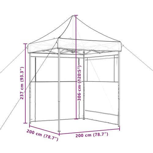 Foldbart pop up-festtelt med 2 sidevægge gråbrun