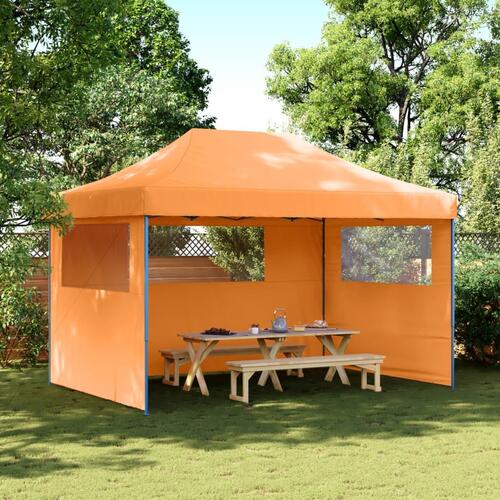 Foldbart pop-up festtelt med 3 sidevægge orange