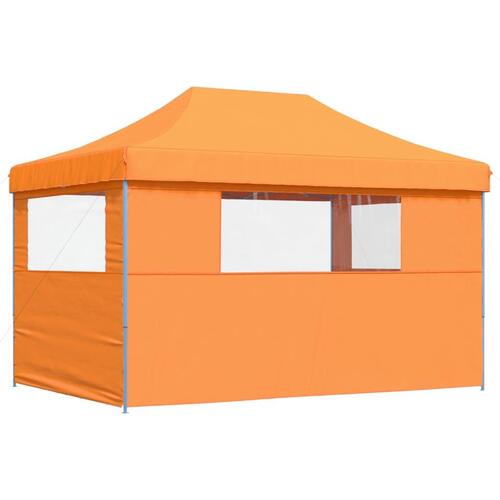 Foldbart pop-up festtelt med 3 sidevægge orange