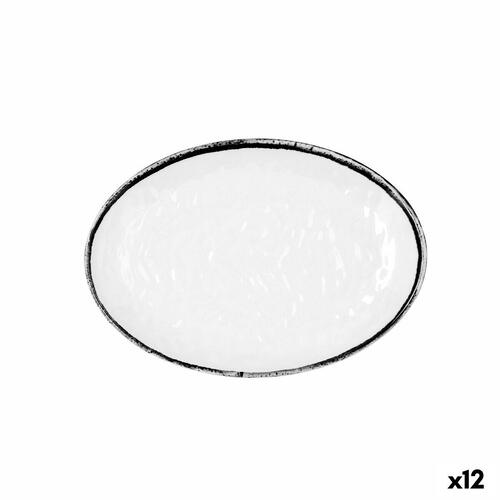Flad Plade Quid Select Filo Hvid Sort Plastik 21,3 x 15 cm (12 enheder)