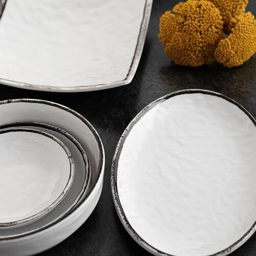 Flad Plade Quid Select Filo Hvid Sort Plastik 21,3 x 15 cm (12 enheder)