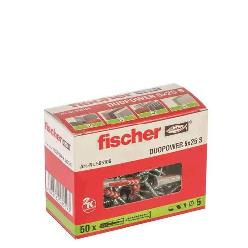 Rawplugs og skruer Fischer DUOPOWER 555105 Ø 5x25 mm (50 enheder)