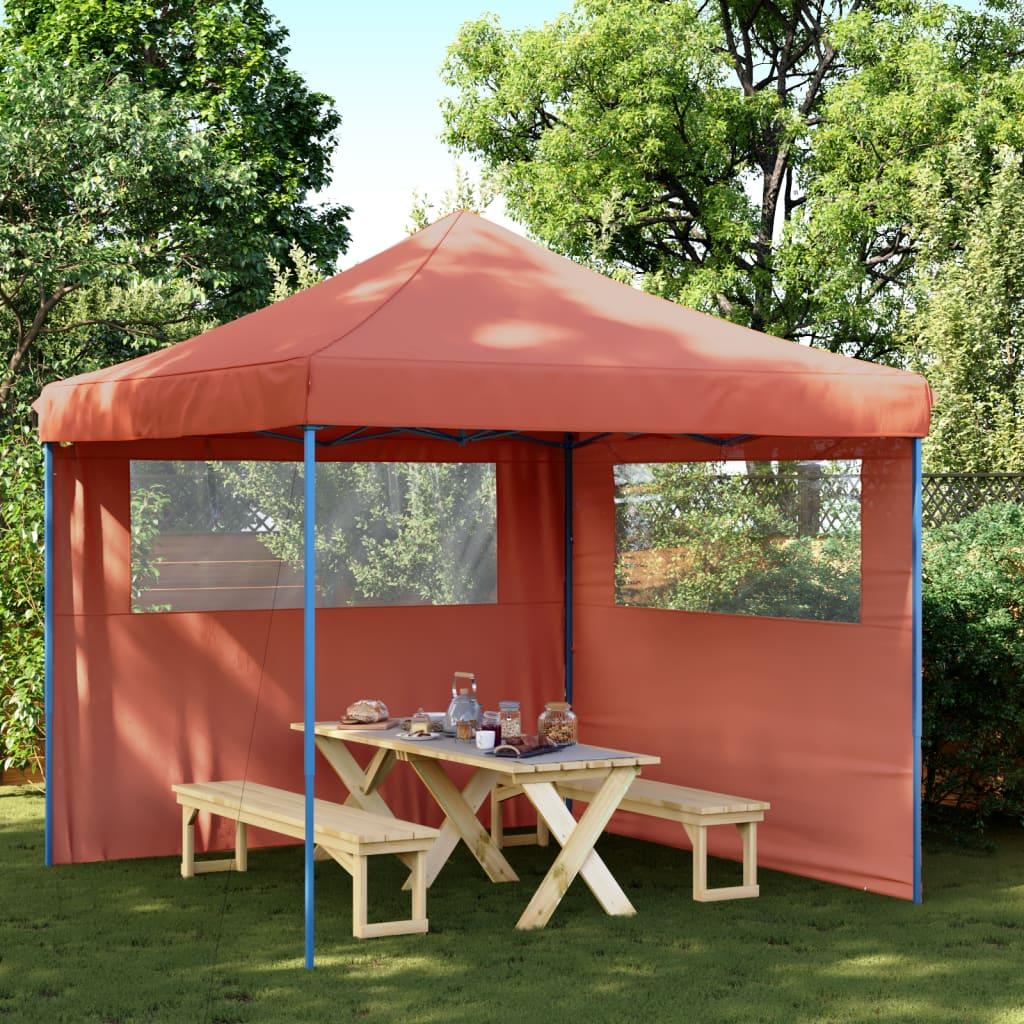 Foldbart pop-up festtelt med 2 sidevægge terracotta