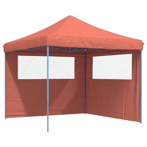 Foldbart pop-up festtelt med 2 sidevægge terracotta