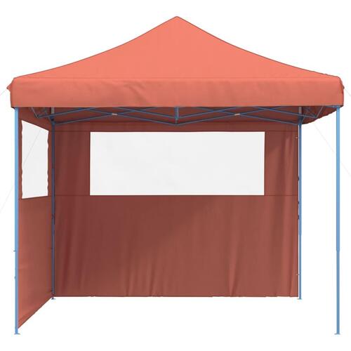 Foldbart pop-up festtelt med 2 sidevægge terracotta