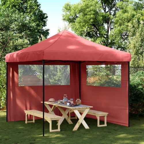 Foldbart pop up-festtelt med 2 sidevægge - bordeaux