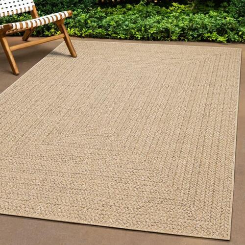 Gulvtæppe ZIZUR 240x240 cm jute-look indendørs og udendørs