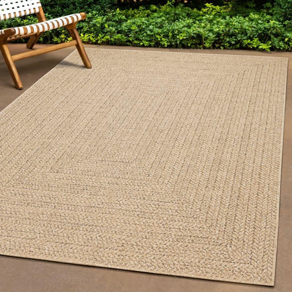 Gulvtæppe ZIZUR 240x240 cm jute-look indendørs og udendørs