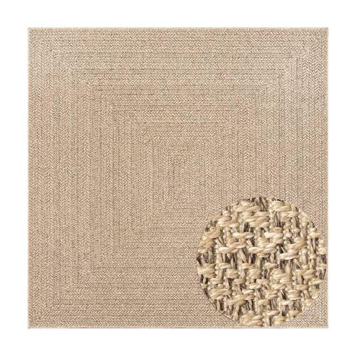Gulvtæppe ZIZUR 240x240 cm jute-look indendørs og udendørs