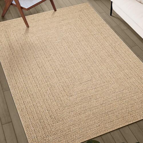 Gulvtæppe ZIZUR 240x240 cm jute-look indendørs og udendørs