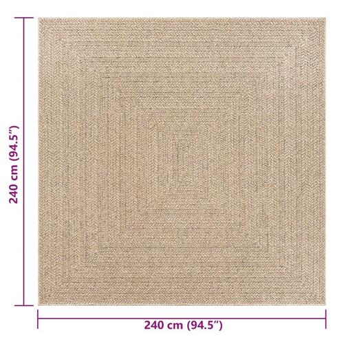 Gulvtæppe ZIZUR 240x240 cm jute-look indendørs og udendørs