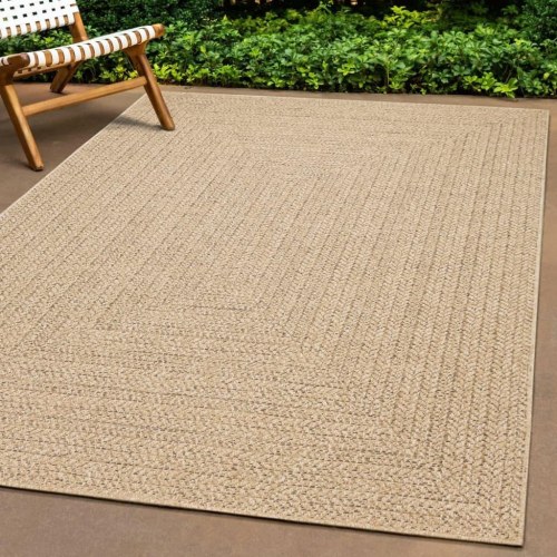 Gulvtæppe ZIZUR 120×120 cm - jute-look til inde og ude