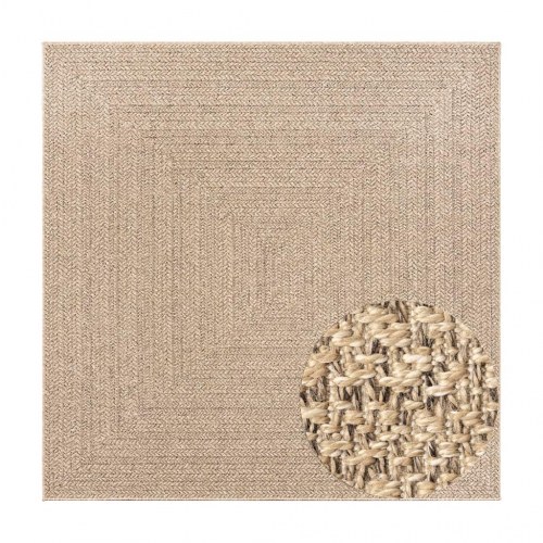 Gulvtæppe ZIZUR 120×120 cm - jute-look til inde og ude