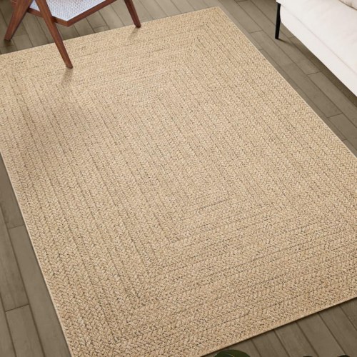 Gulvtæppe ZIZUR 120×120 cm - jute-look til inde og ude