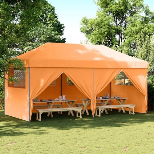 Foldbart pop-up festtelt med 4 sidevægge orange