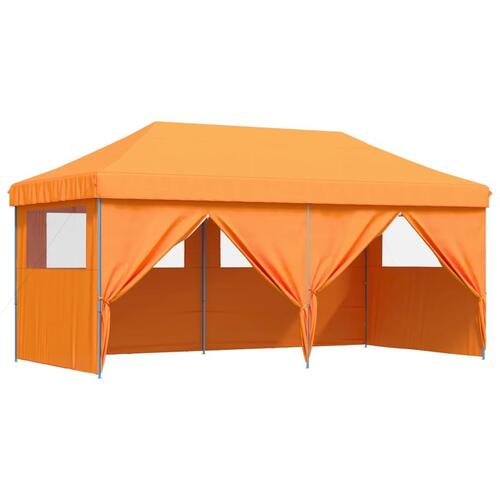 Foldbart pop-up festtelt med 4 sidevægge orange