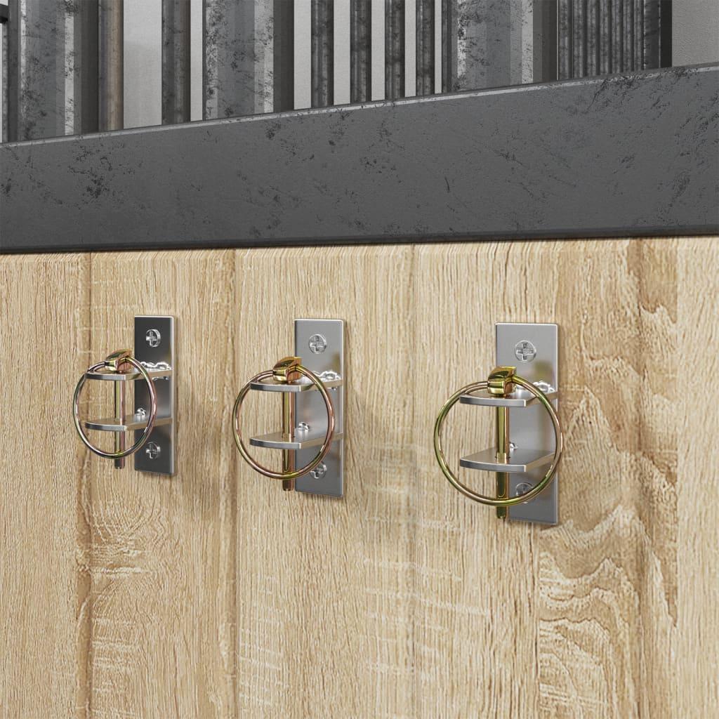 Spandkroge 3 stk. vægmonteret i galvaniseret stål sølvfarvet og brun