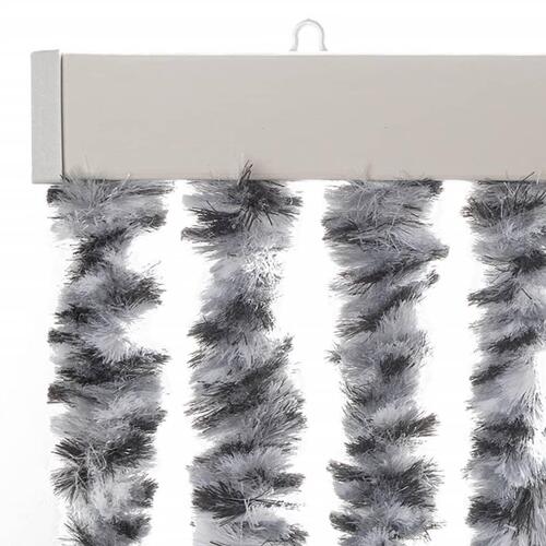 Flueforhæng 1118x220 cm chenille grå og sort-hvid