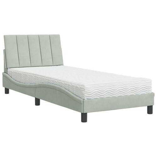 Seng med madras 80x200 cm velour lysegrå
