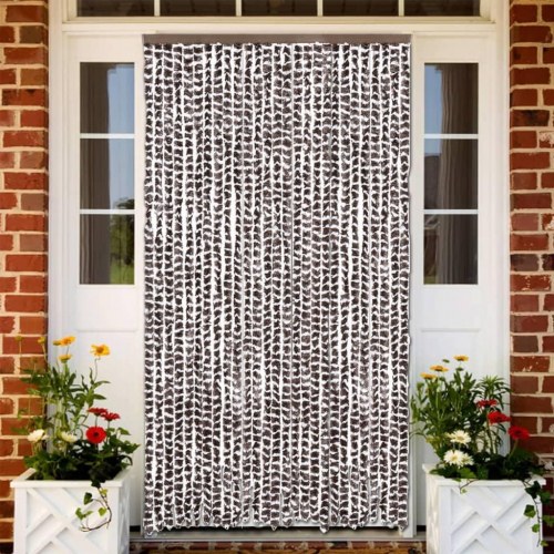 Flueforhæng 118×220 cm i chenille - brun og hvid