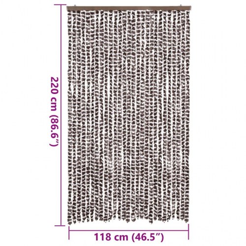 Flueforhæng 118×220 cm i chenille - brun og hvid