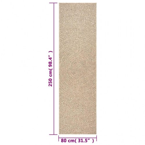 Gulvtæppe ZIZUR 80×250 cm - jute-look til inde og ude
