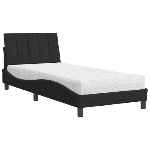 Seng med madras 90x200 cm velour sort