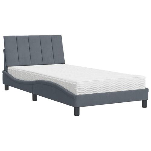 Seng med madras 100x200 cm velour mørkegrå