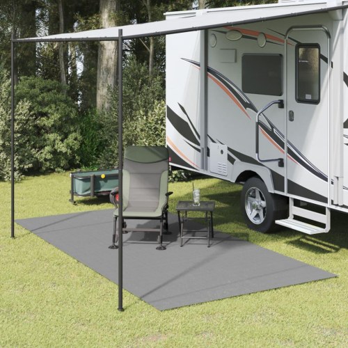 Telttæppe 4 × 2 m - antracitgrå skridsikkert campingtæppe