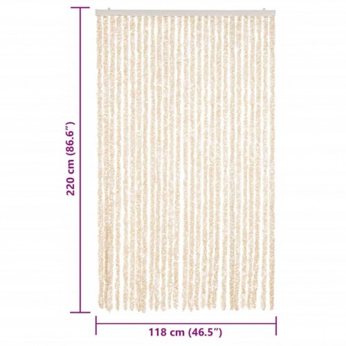 Flueforhæng 118×220 cm i chenille - beige/hvid