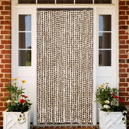 Flueforhæng 118×220 cm i chenille - beige/brun dørgardin
