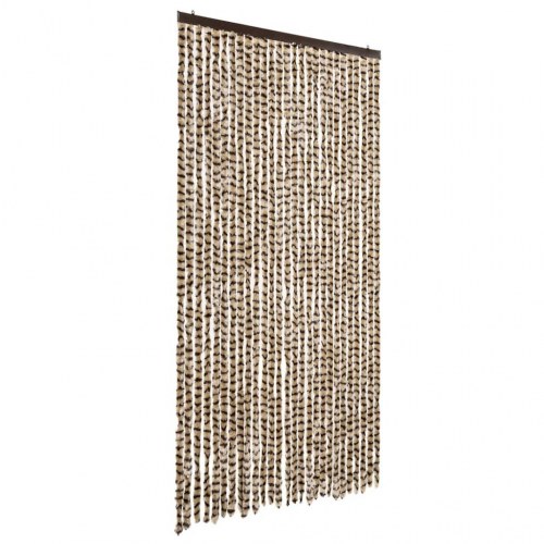 Flueforhæng 118×220 cm i chenille - beige/brun dørgardin