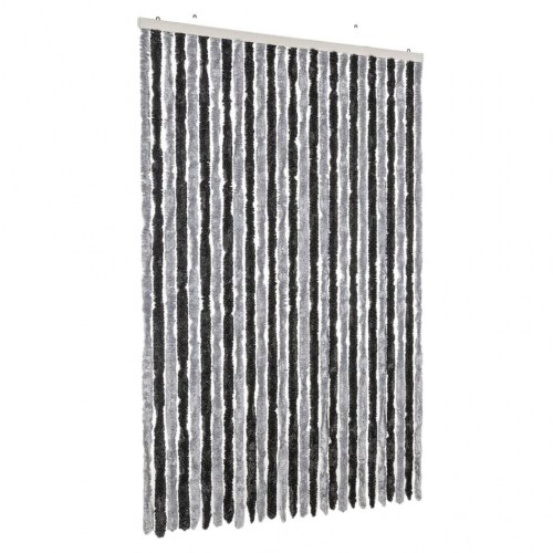 Flueforhæng 118 × 220 cm i chenille - grå/sort