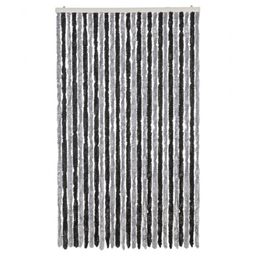 Flueforhæng 118 × 220 cm i chenille - grå/sort