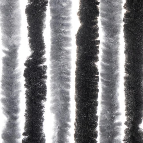 Flueforhæng 118 × 220 cm i chenille - grå/sort