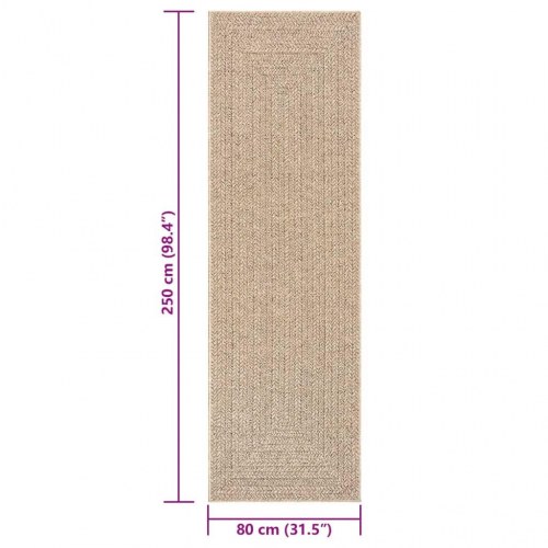 Gulvtæppe ZIZUR 80×250 cm - jute-look til inde og ude