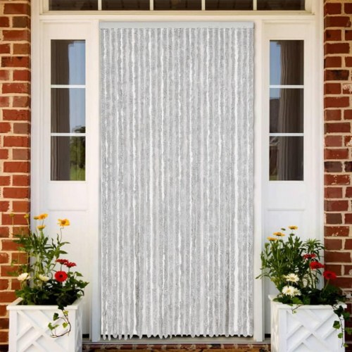 Flueforhæng 118×220 cm i chenille - grå dørgardin mod insekter