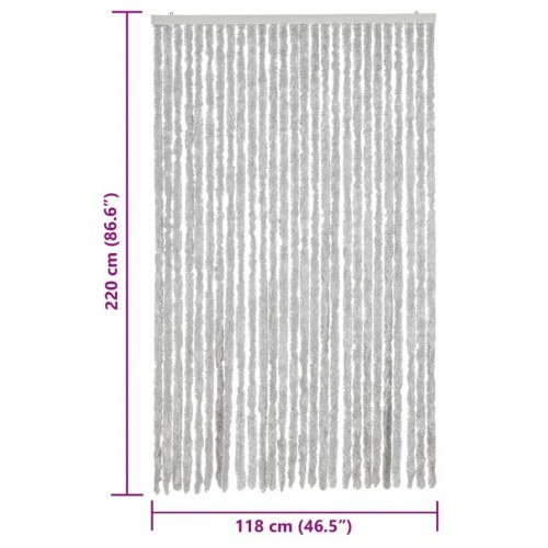 Flueforhæng 118×220 cm i chenille - grå dørgardin mod insekter