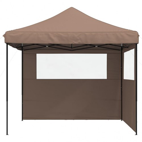 Foldbart pop-up festtelt med 2 sidevægge - brun, 292 × 292 cm